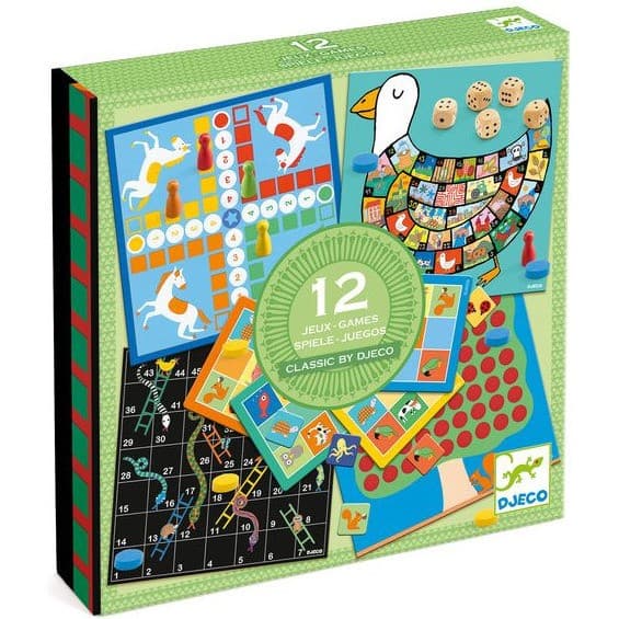 Djeco Coffret de 12 jeux de société Classic Box