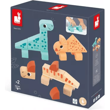 Janod Jeu de construction en bois Cubikosaurus
