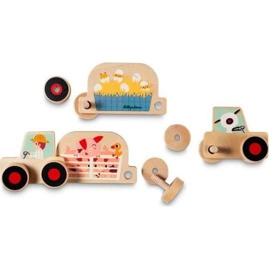 Lilliputiens Coffret de construction Tracteur en bois