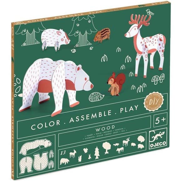 Djeco Kit Colorie, Assemble et Joue Animaux de la Forêt