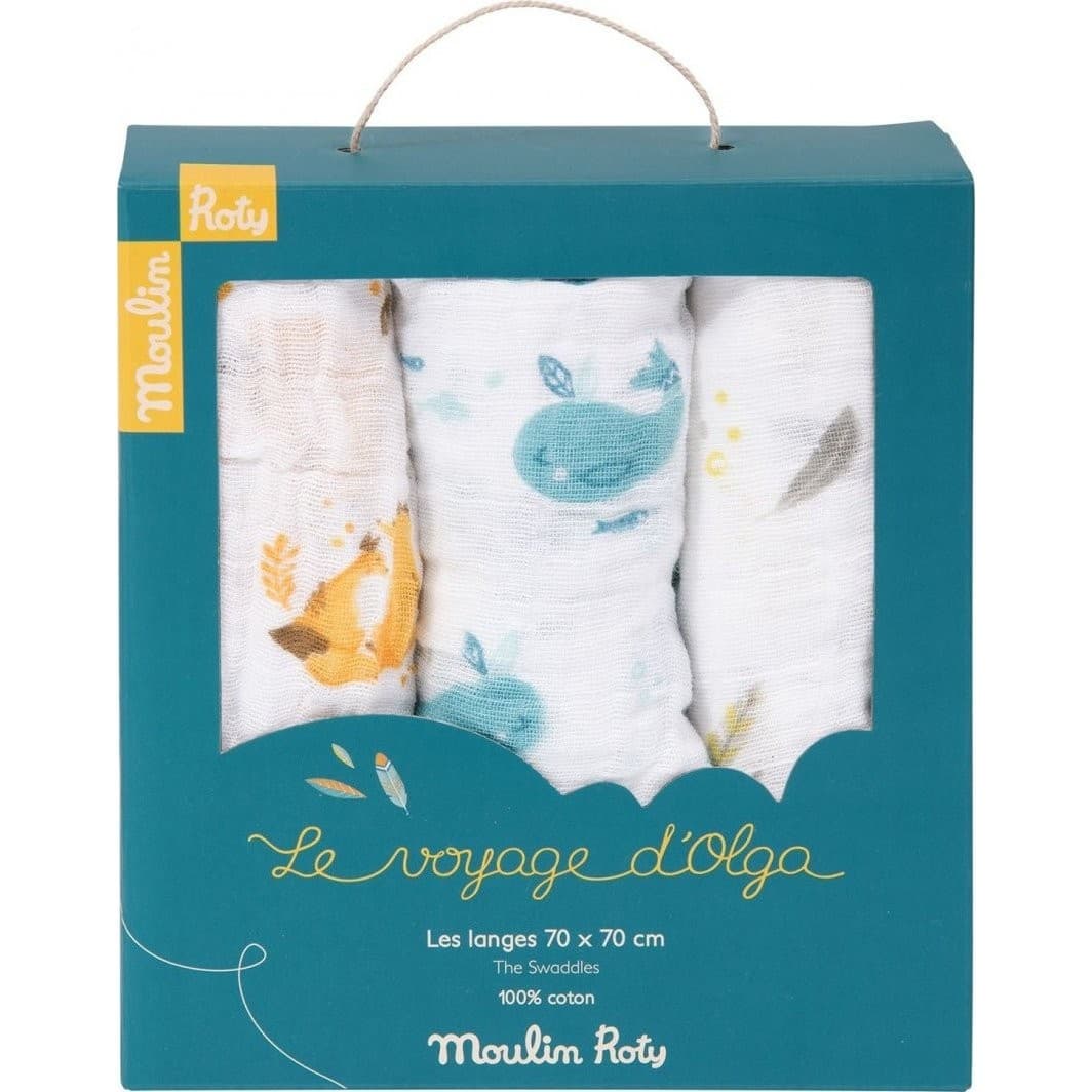 Moulin Roty Coffret de 3 Langes Imprimés Le Voyage D'Olga