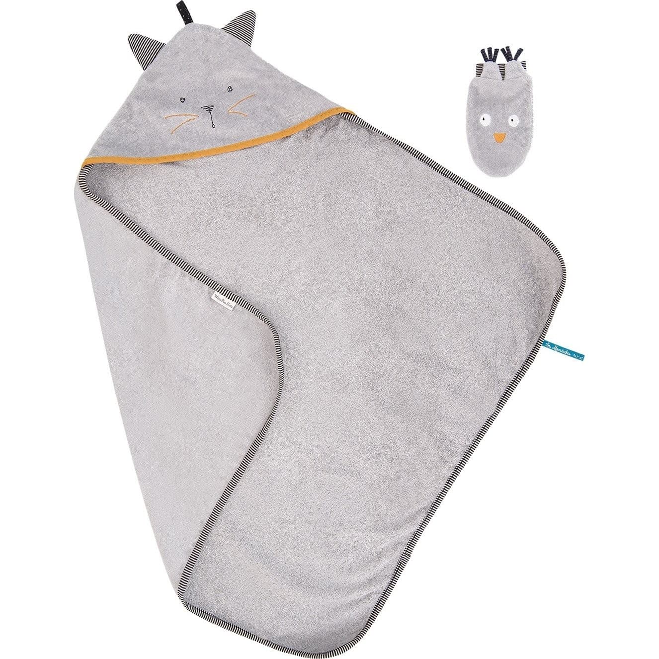 Moulin Roty Sortie de bain grise Les moustaches