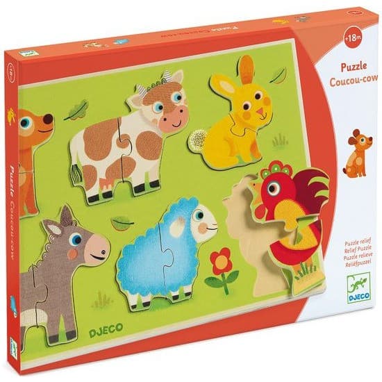 Djeco Encastrement 12 pièces en bois : Coucou prairie