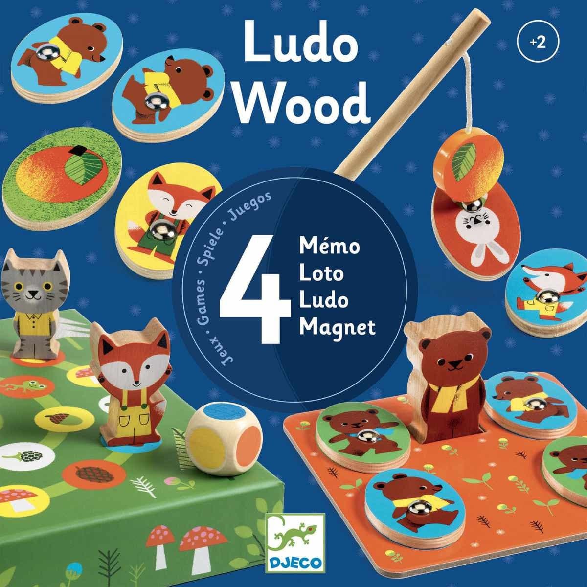 Djeco Coffret 4 jeux éducatifs en bois Ludo Wood dès 2 ans