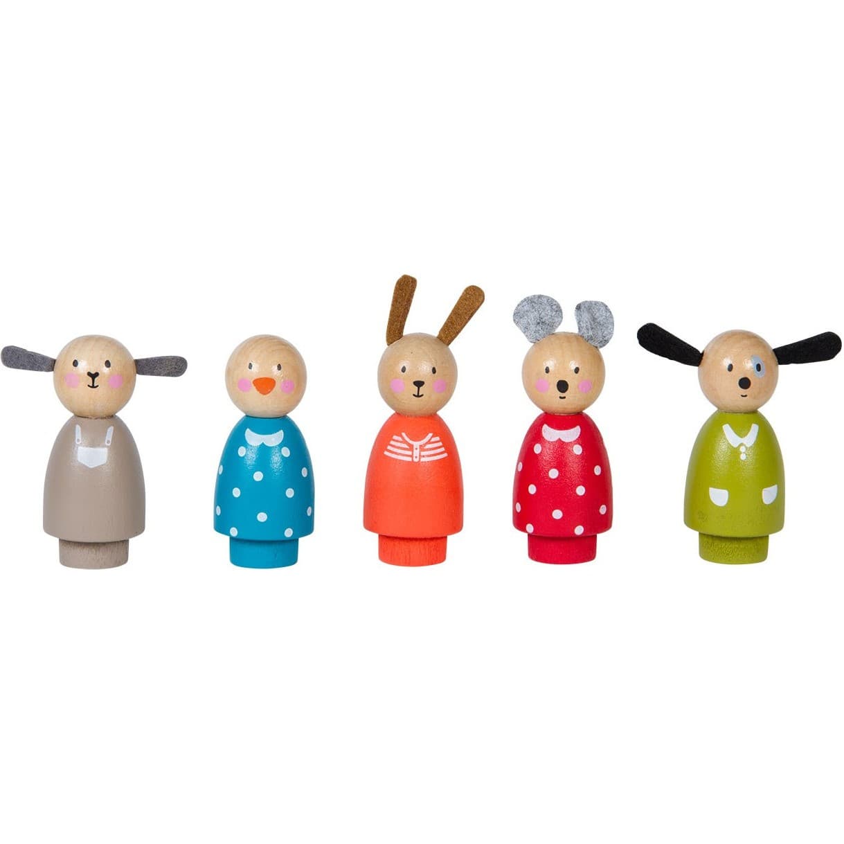 Moulin Roty Set de 5 personnages en bois La Grande Famille