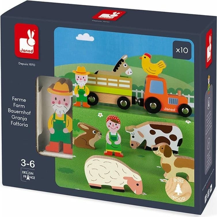 Janod Coffret de jeu en bois Story Ferme