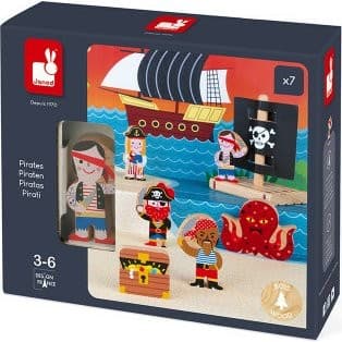 Janod Coffret de jeu en bois Pirates Story