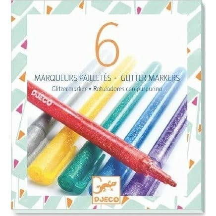 Djeco 6 Marqueurs Métallisés Pailletés