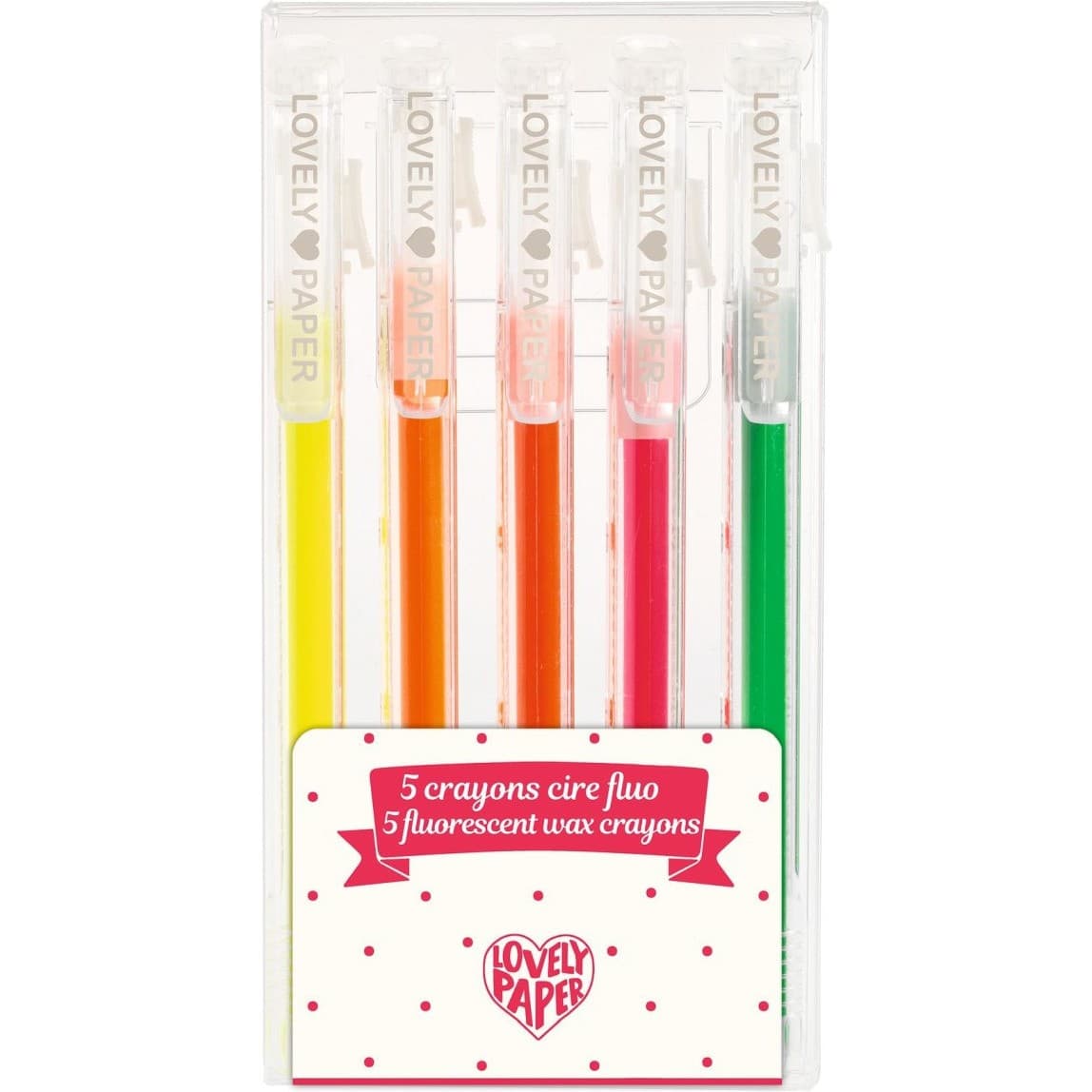 Lovely Paper By Djeco 5 crayons cire fluo Djeco