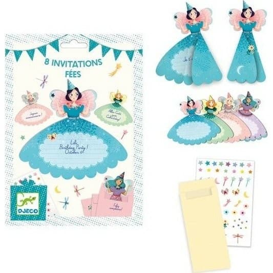 Djeco 8 Cartes d'Invitation Anniversaire Fées