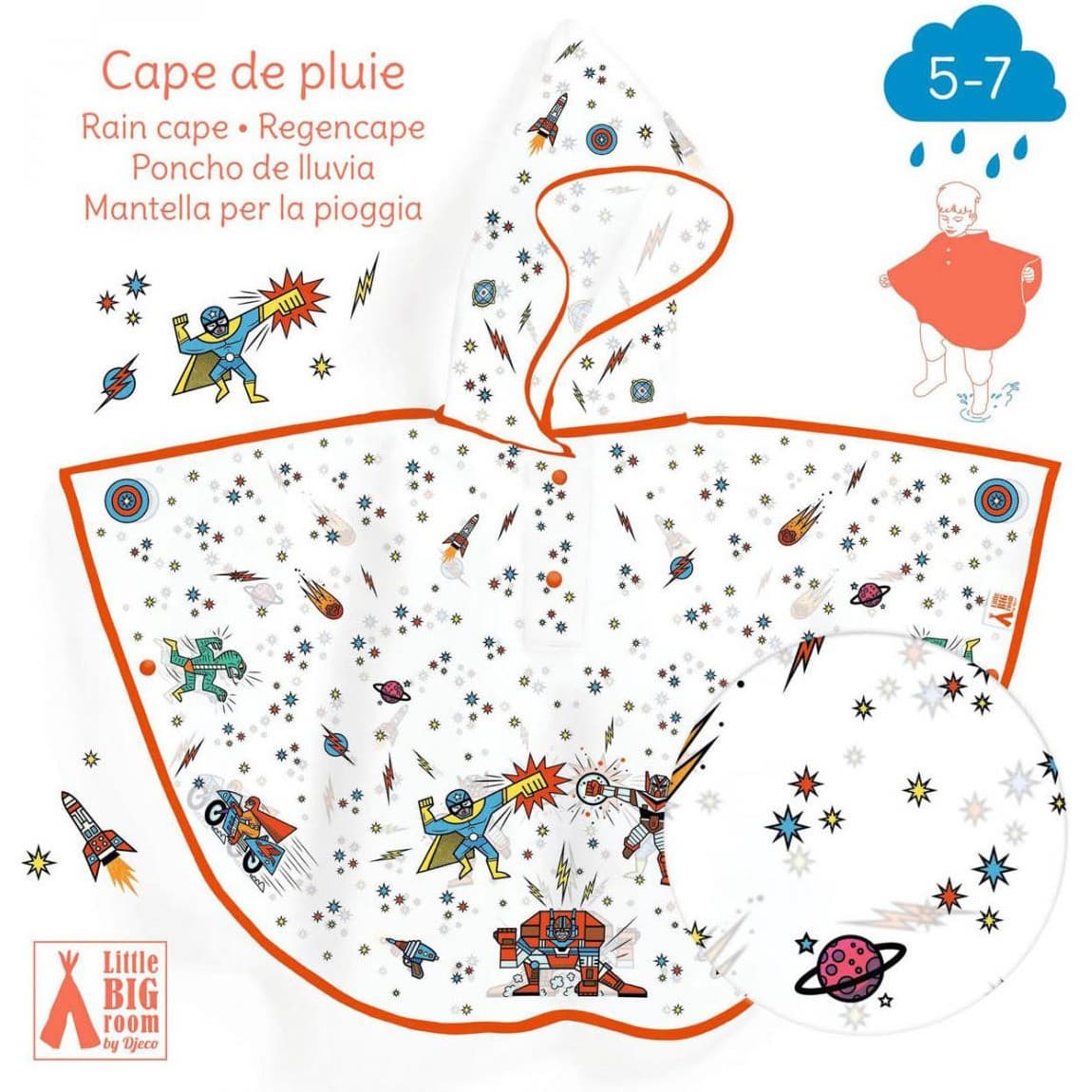 Djeco Grande cape de pluie Super Héros de 57 ans