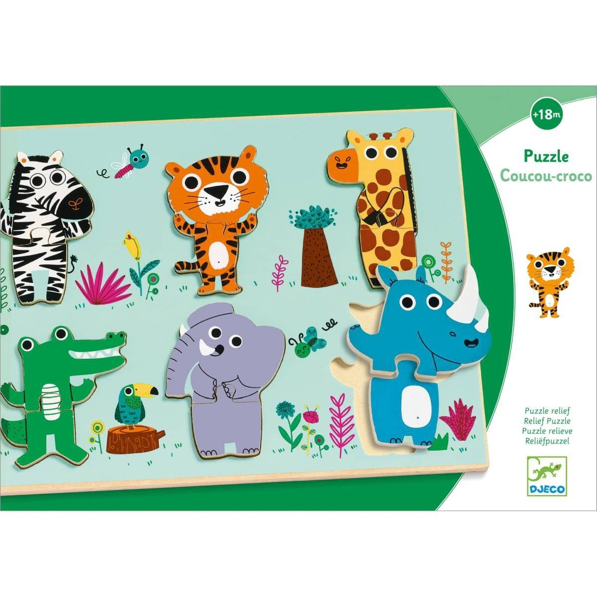 Djeco Encastrement 12 pièces en bois Coucou jungle
