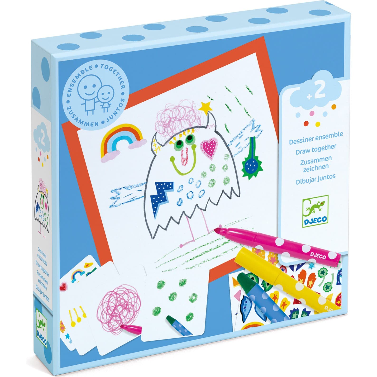 Djeco Coffret coloriage et stickers : Les petits monstres