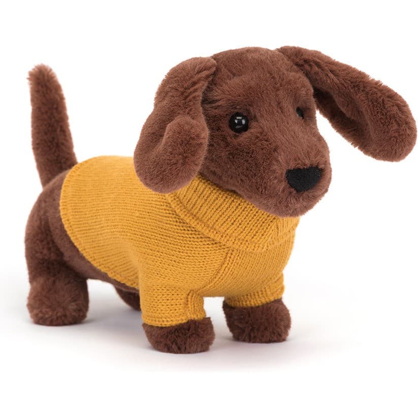 Jellycat Peluche Chien Teckel Pull Jaune