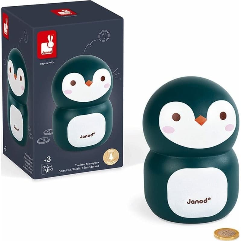 Janod Tirelire en bois Pingouin