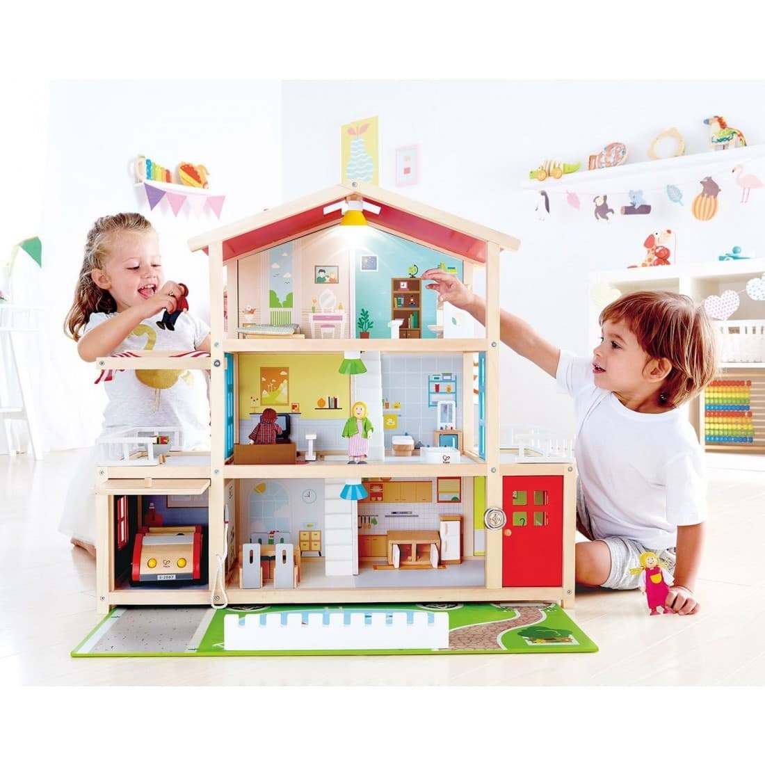 Hape Toys Grande Maison de poupées meublée Villa moderne