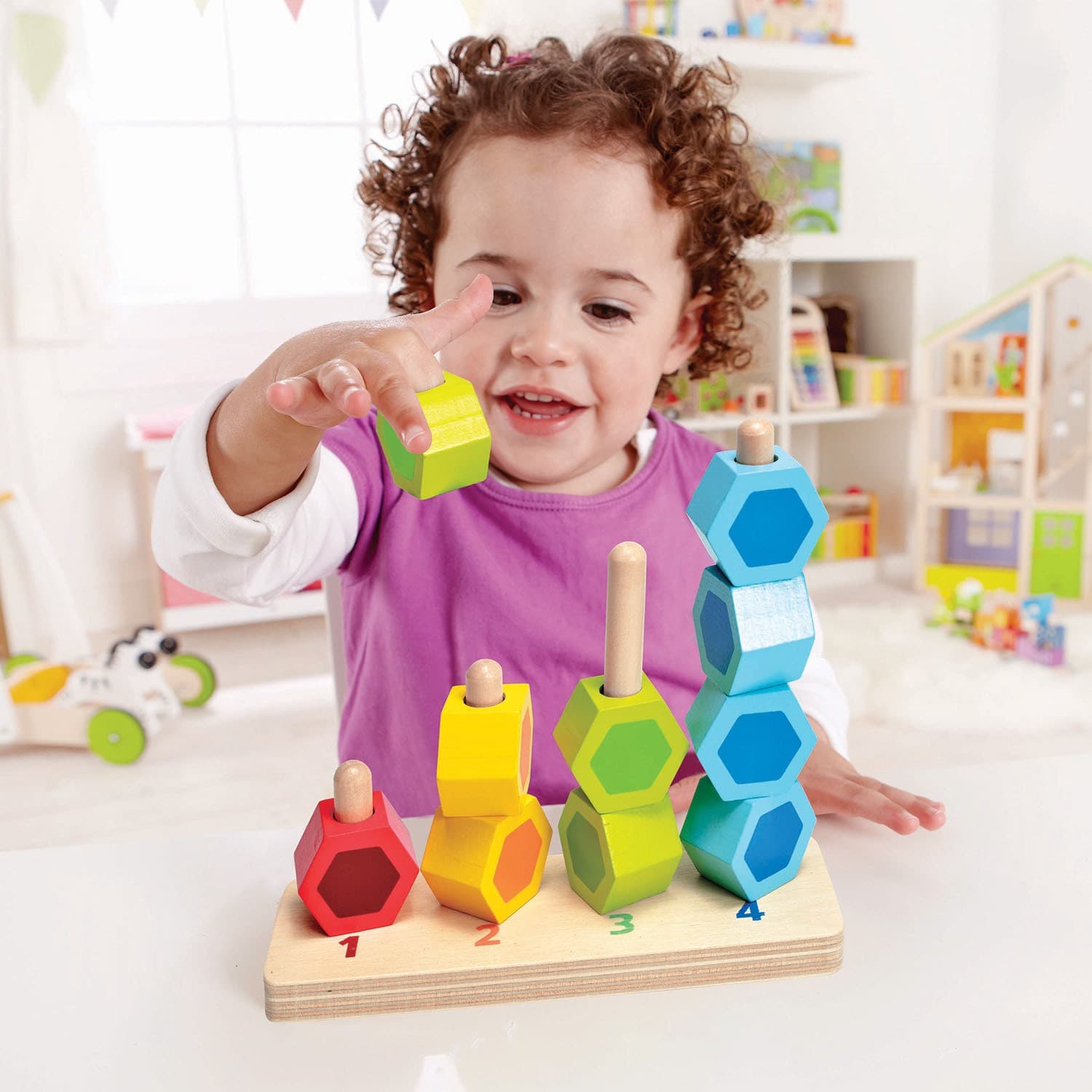 Hape Perles en bois à compter et à enfiler