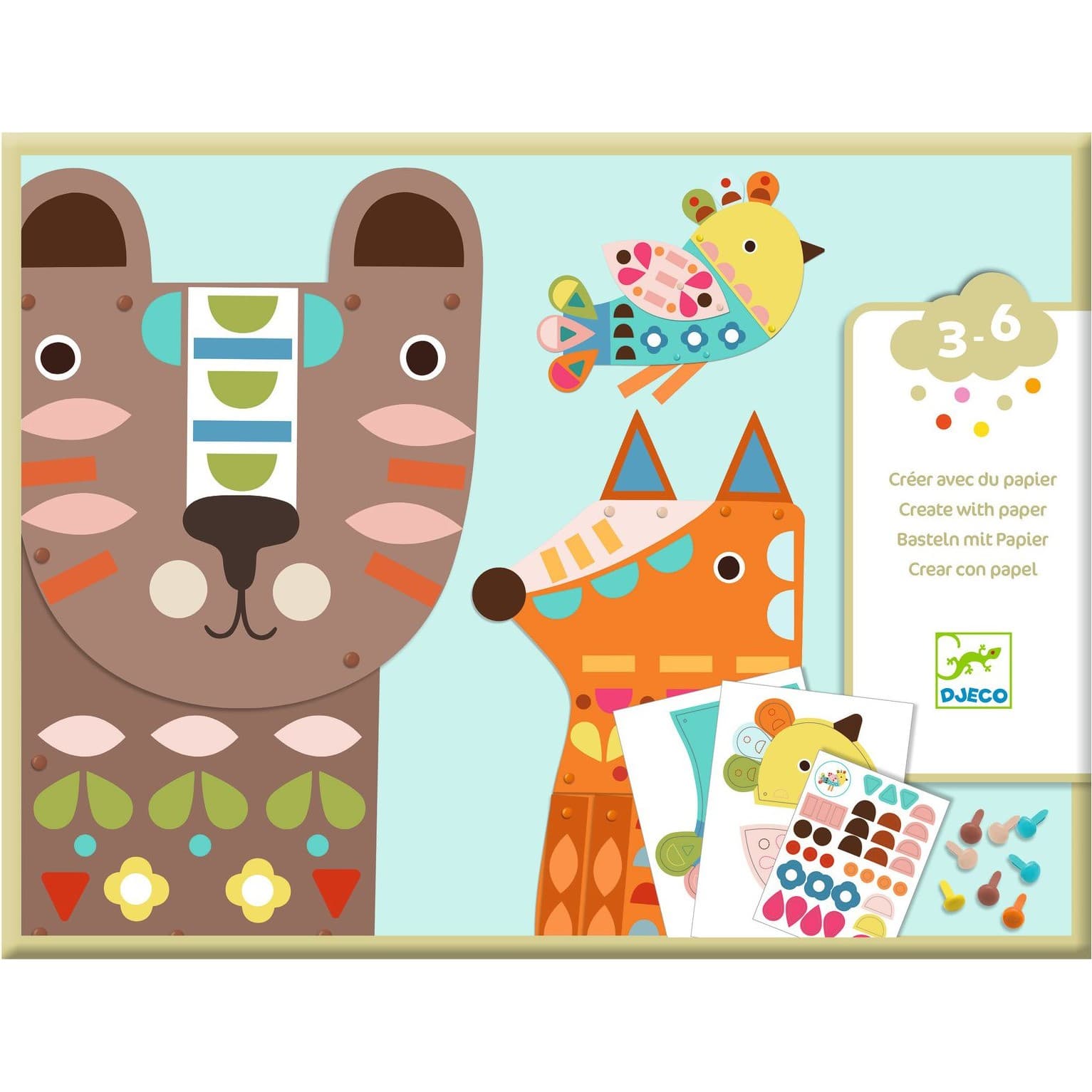 Djeco Créer avec du papier 3 animaux géants