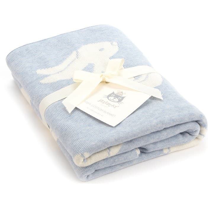 Jellycat Couverture coton Bleu Lapin Bashful