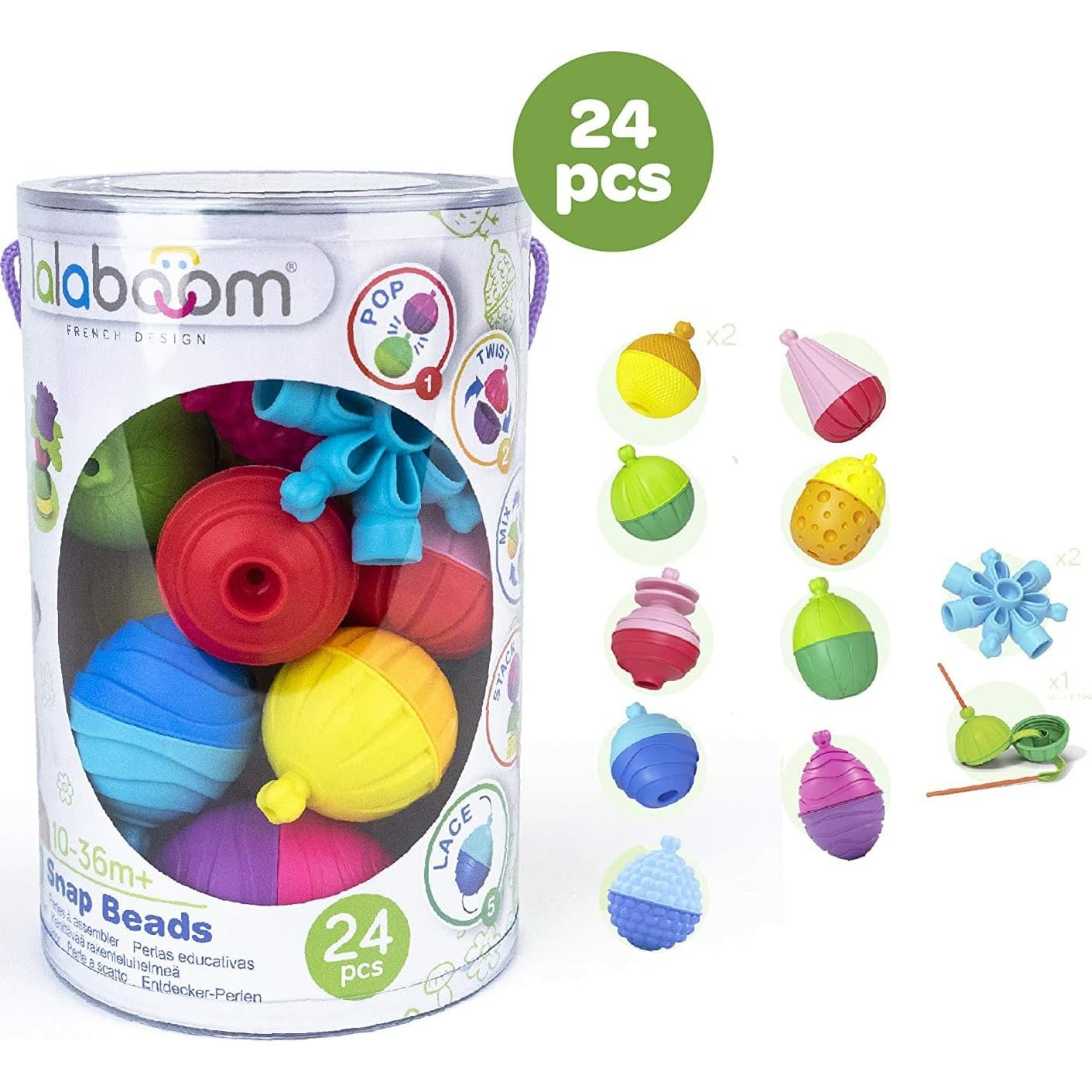 Lalaboom Sac de Perles balle sensorielle bébé (24 pièces)