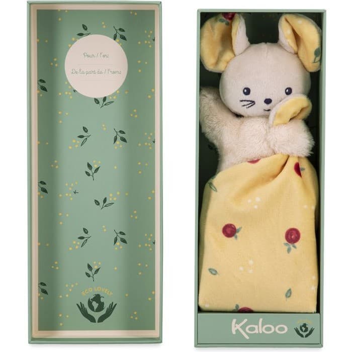 Kaloo Carre douceur doudou souris fruit de la passion