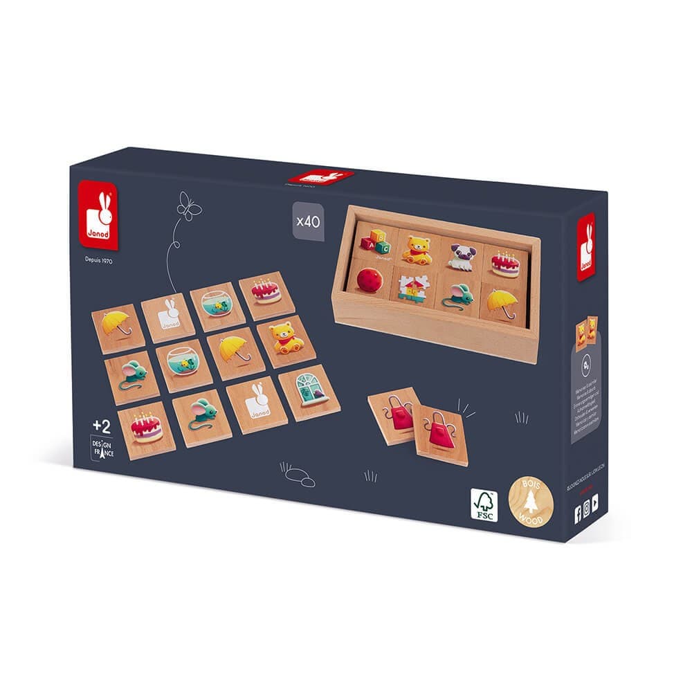 Janod Jeu de Mémoire Mémo 1ers Mots bois