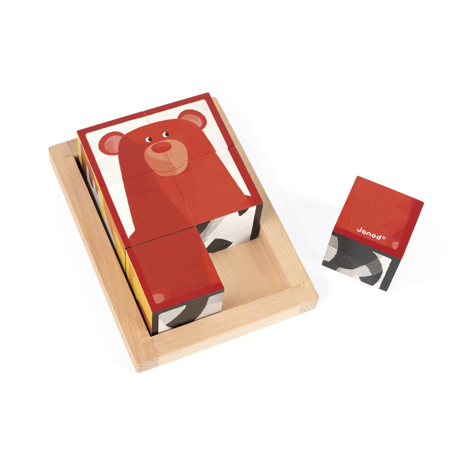 Janod Puzzle cubes : 6 pièces : Animaux de la forêt Zigolos