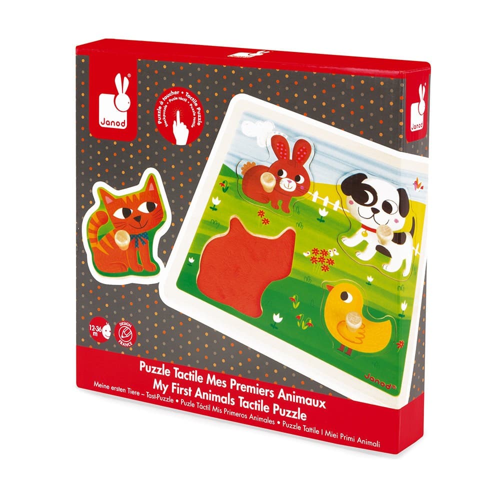 Janod Puzzle tactile Premiers Animaux 4 pièces