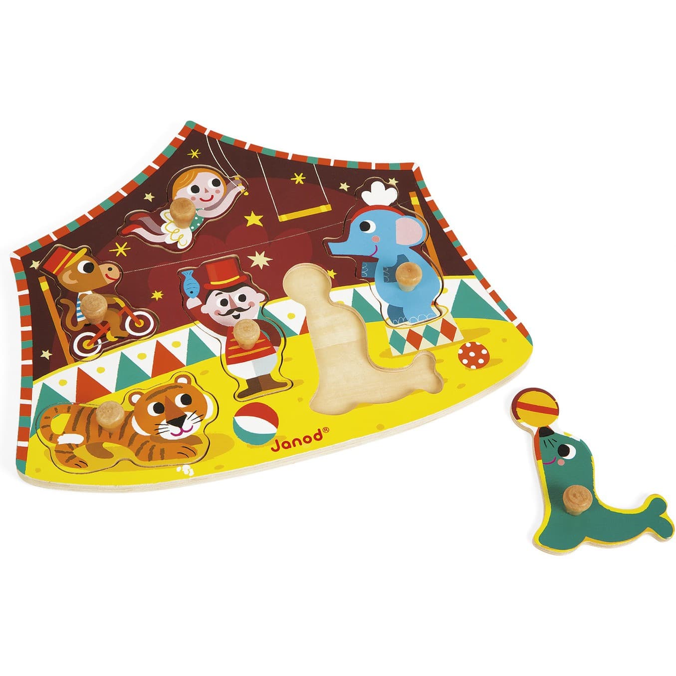 Janod Puzzle encastrement en bois : Cirque des Etoiles