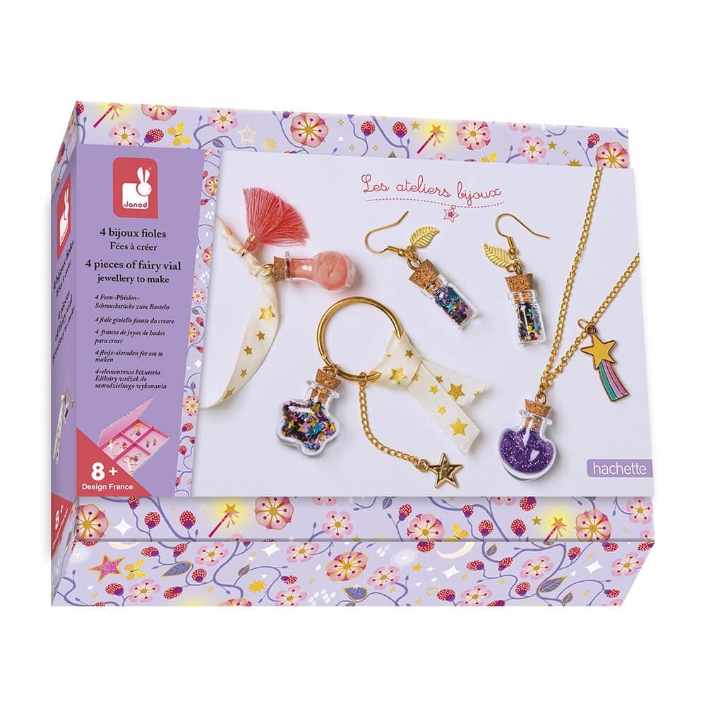 Janod Kit Créatif Coffret 4 Bijoux Fioles de Fées à Créer