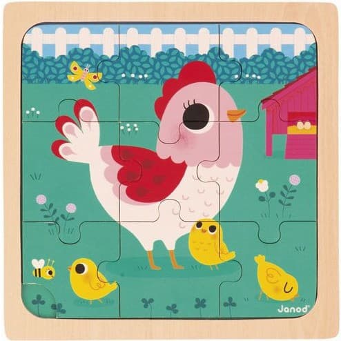 Janod Puzzle en bois Poulette Henriette 9 pcs