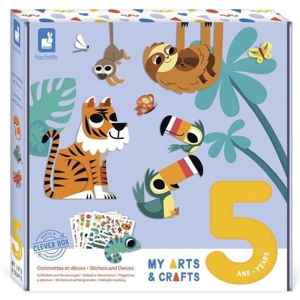 Janod Coffret Créatif Gommettes et Décors Jungle 5 ans