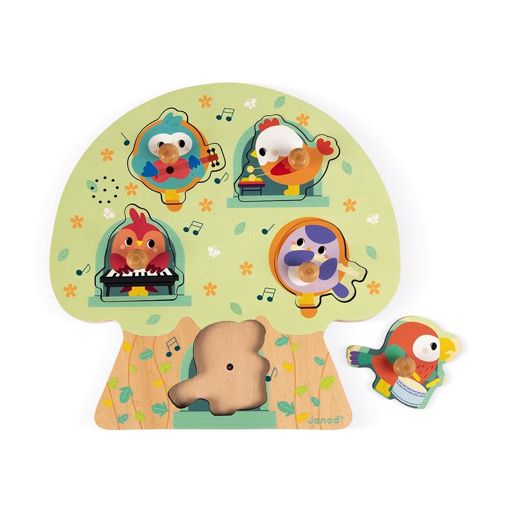 Janod Puzzle Musical Les Oiseaux en Fête 5 pièces