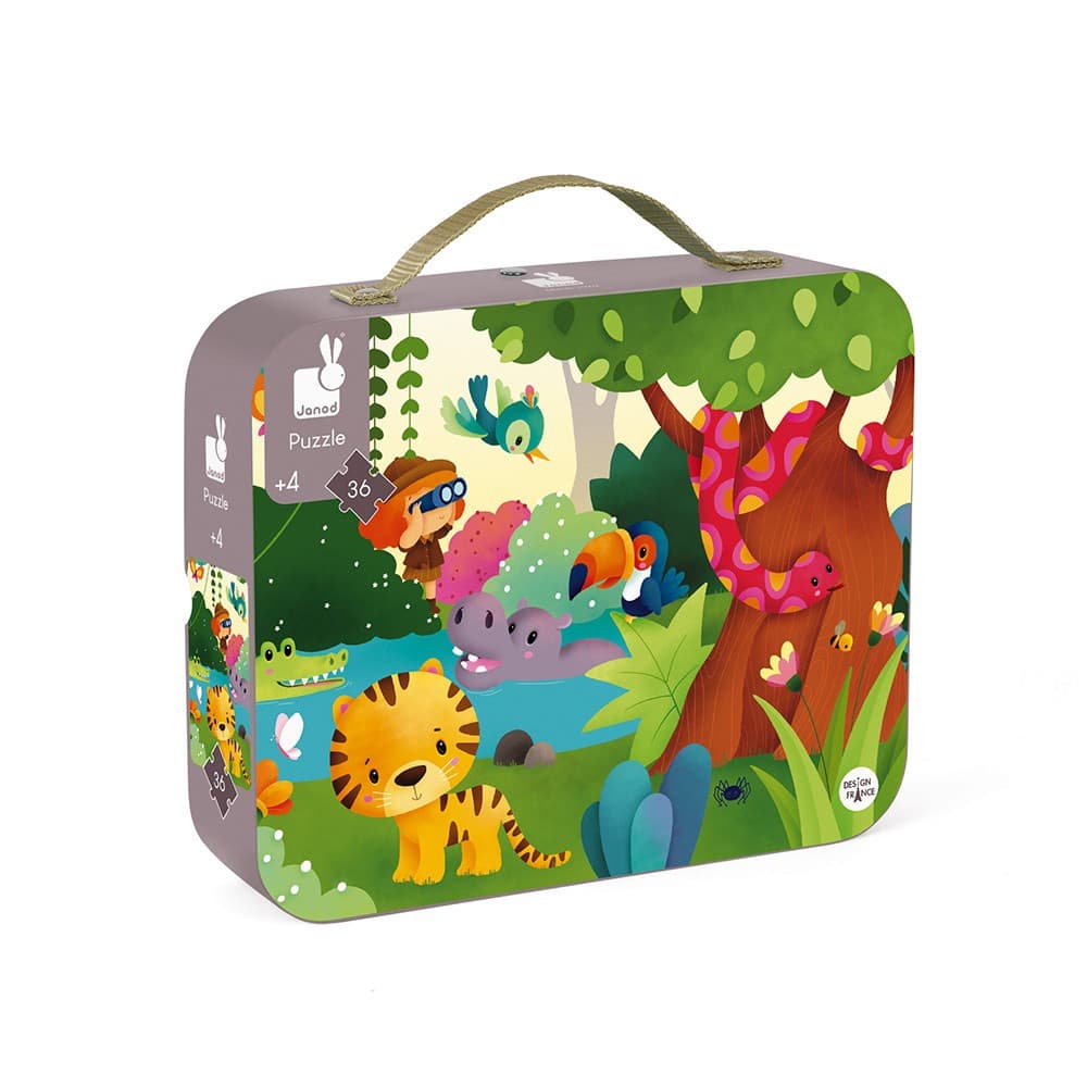 Janod Puzzle Panoramique Jungle avec Valisette 36 pcs 