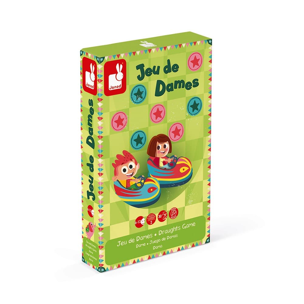 Janod Jeu de dames carrousel bois et carton