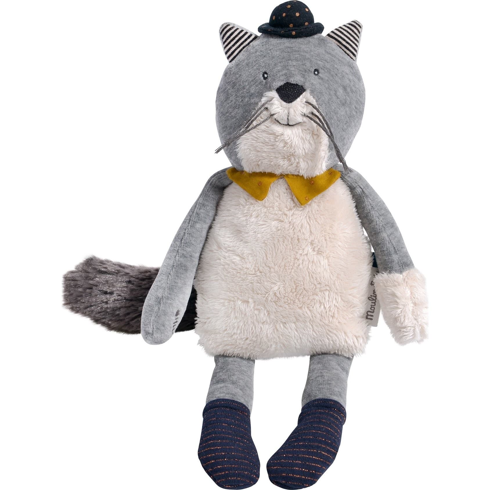 Moulin Roty Peluche Chat gris clair Fernand Les Moustaches