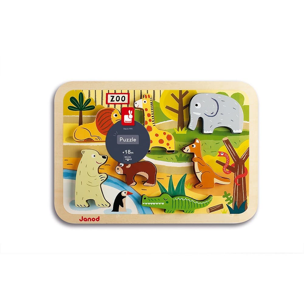 Janod Encastrement 7 pièces en bois : Chunky Puzzle Zoo