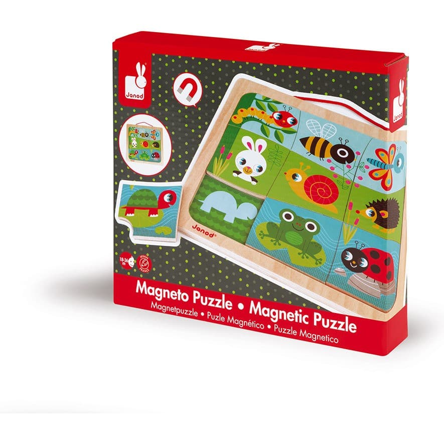 Janod Puzzle magnétique 9 pièces : Magneto Puzzle Happy Garden
