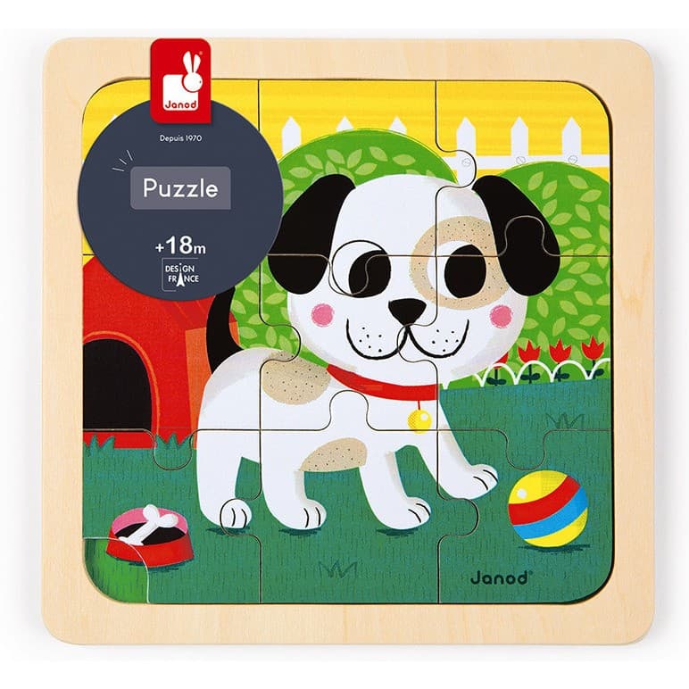 Janod Puzzle en bois : Chien Titus 9 pièces