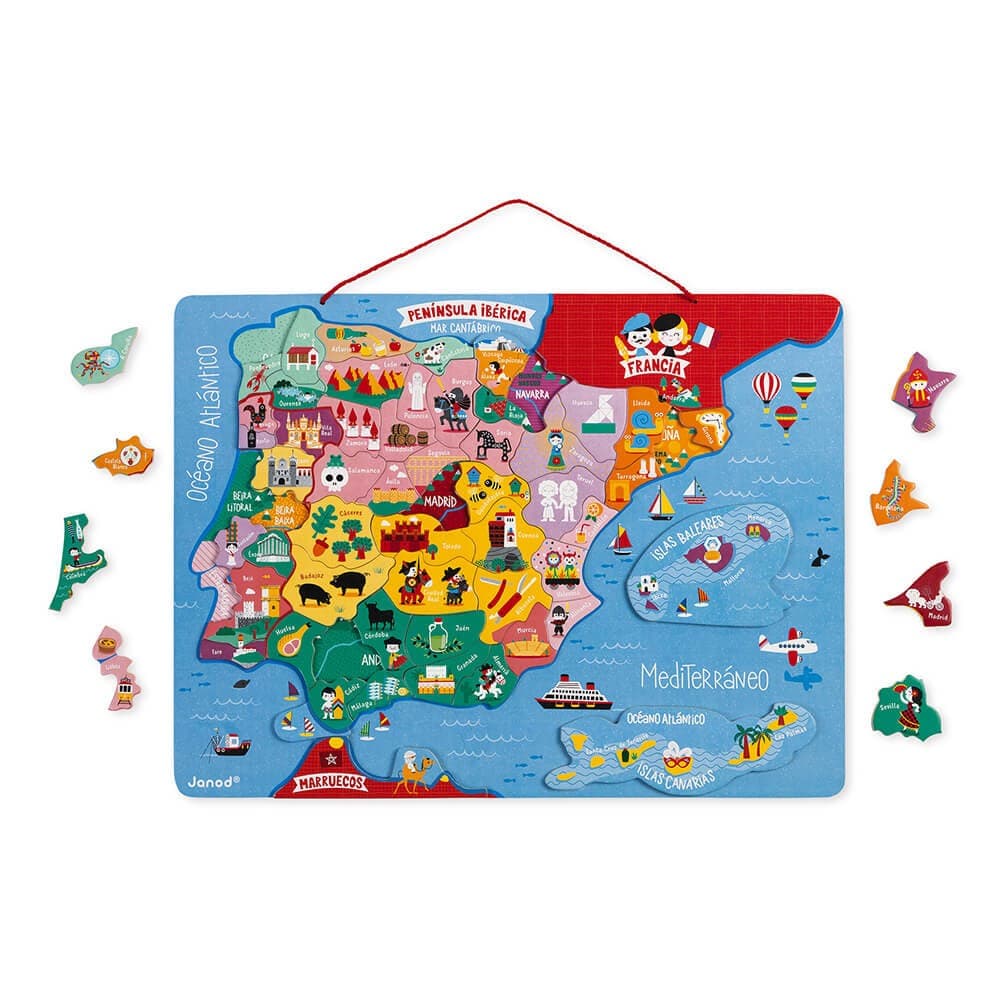 Janod Puzzle Carte d'Espagne Magnétique 60 pièces