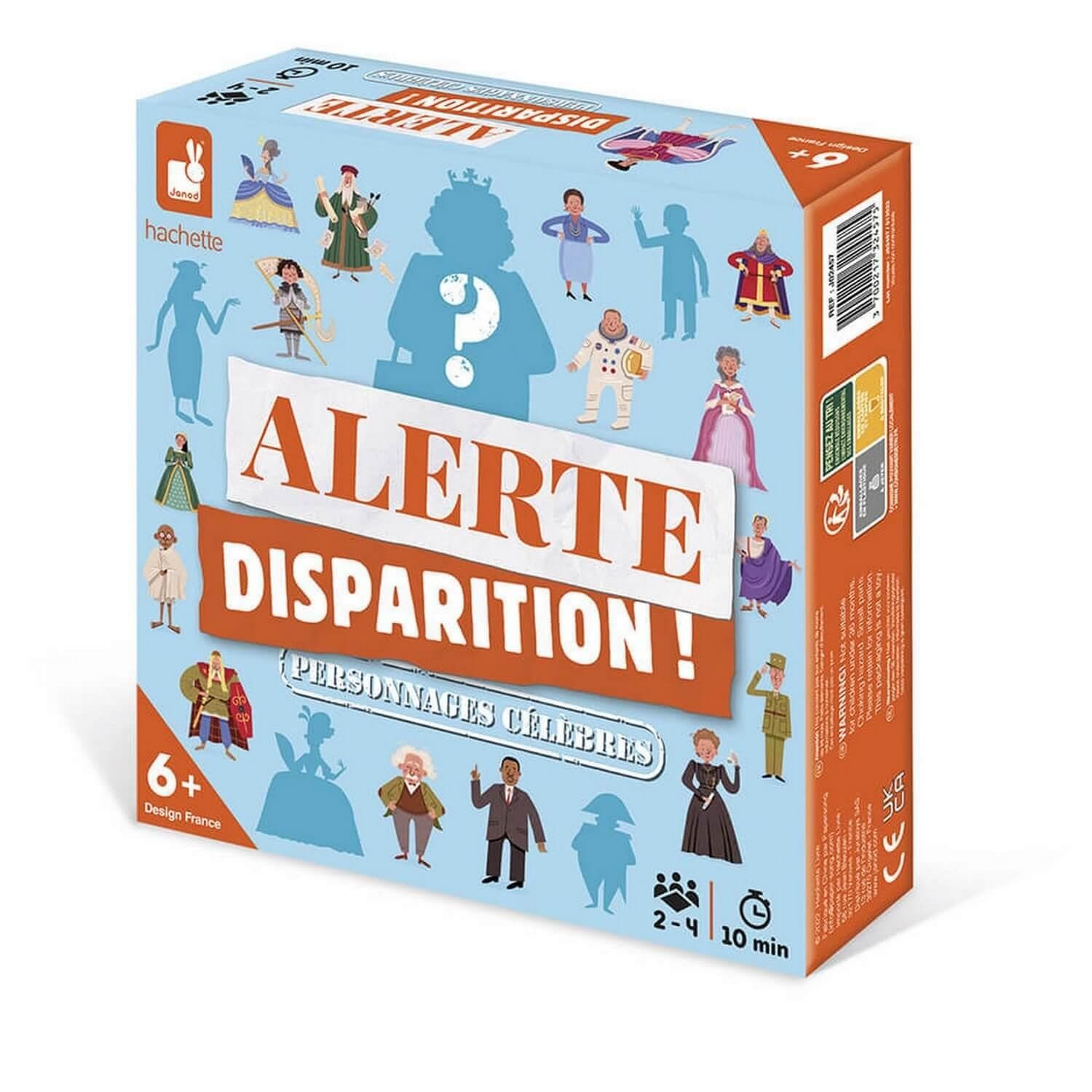 Janod Jeu de mémoire Alerte Disparition! Personnages célèbres