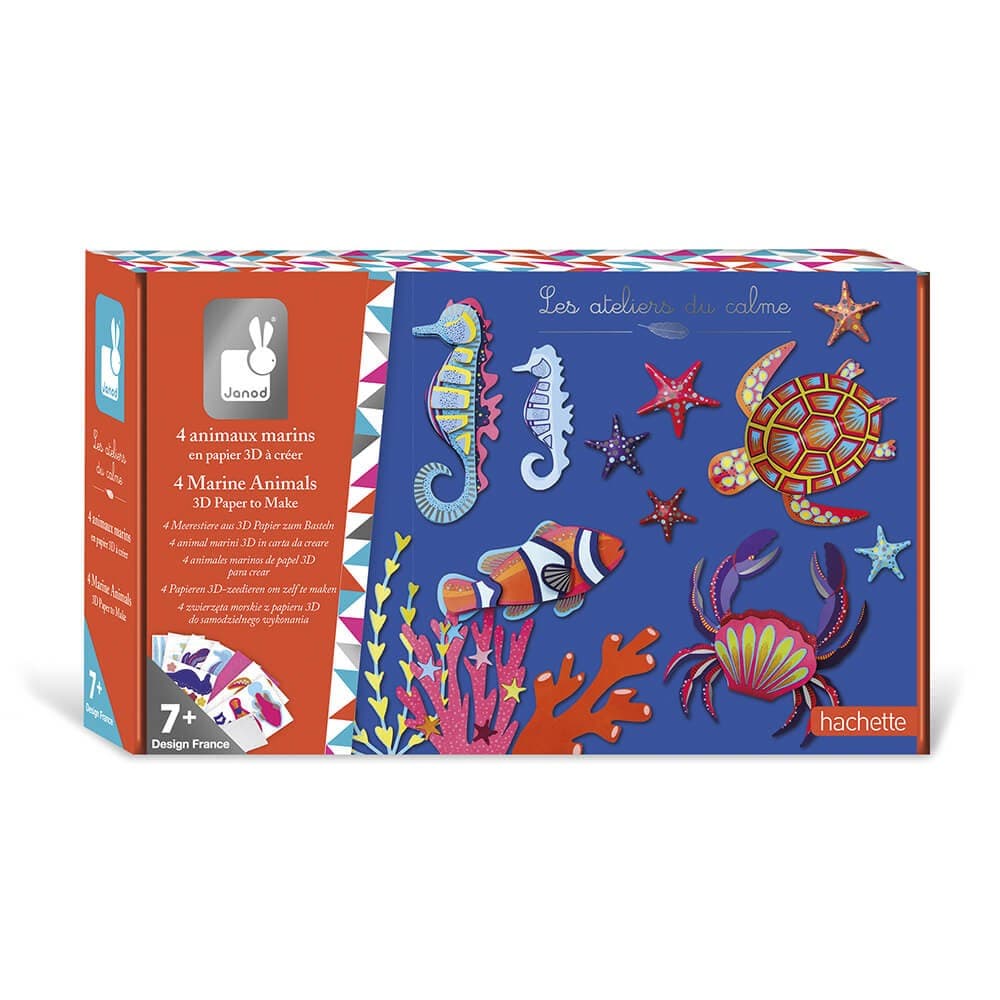Janod Kit créatif Trophées animaux marins en papier 3D à créer