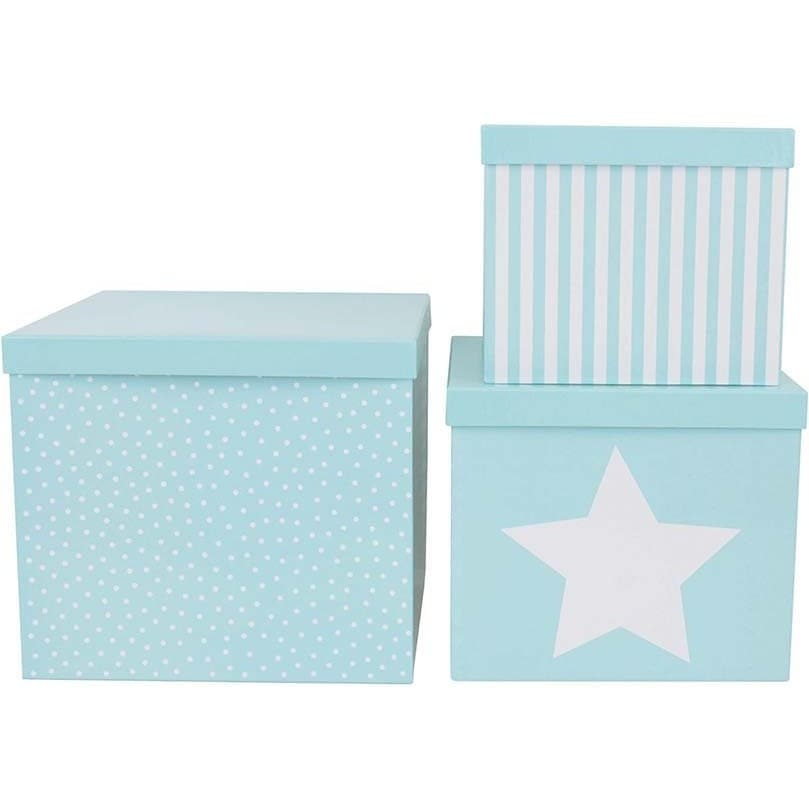 Jabadabado Set 3 boîtes cubes bleues