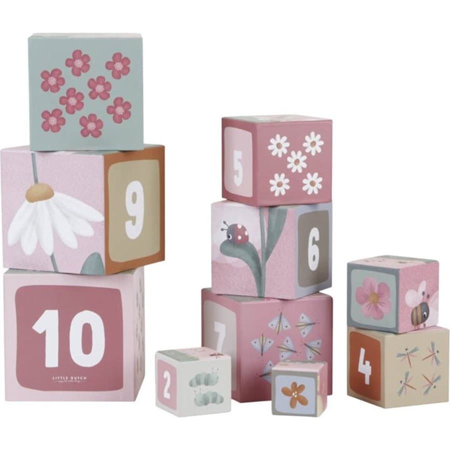 Little Dutch Cubes à empiler en carton Fsc Flowers & Butterflies