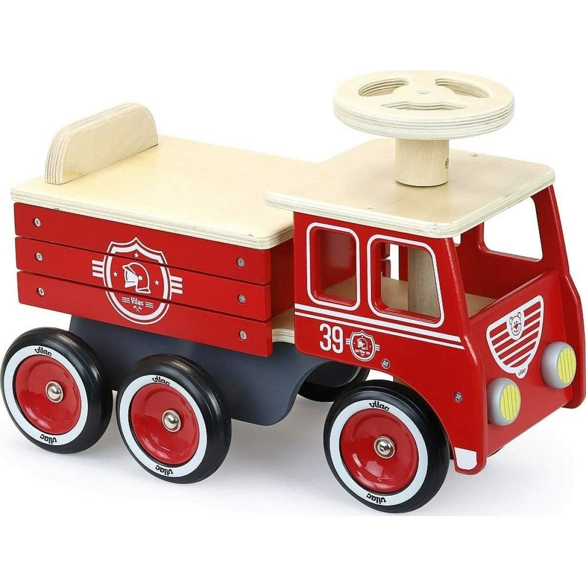 Vilac Porteur en bois Camion de pompiers