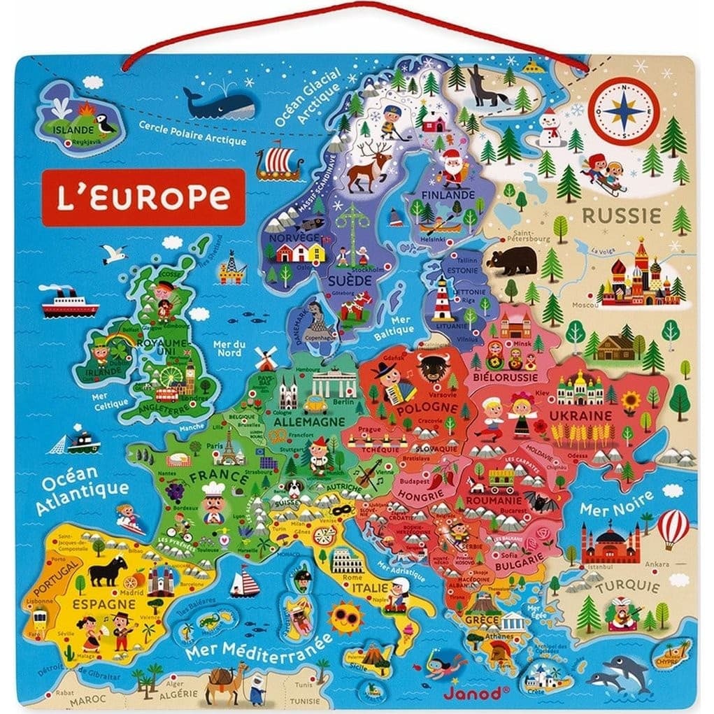 Janod Puzzle carte d'Europe magnétique