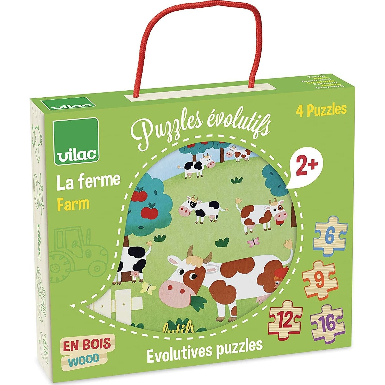 Vilac 4 puzzles en bois évolutifs La Ferme