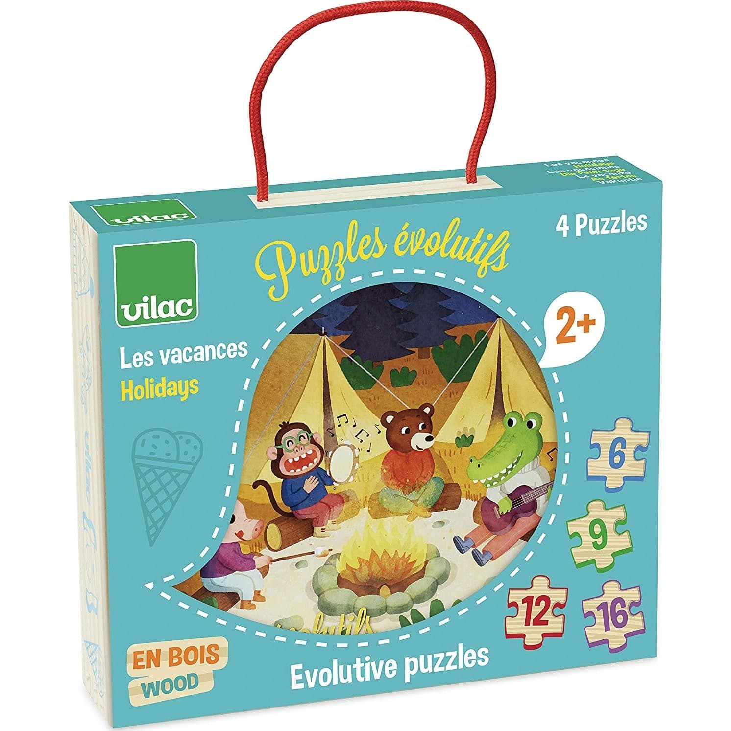 Vilac 4 puzzles en bois évolutifs Les vacances