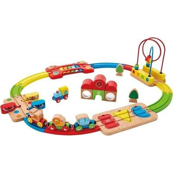 Hape Toys Circuit de train en bois Arc en Ciel
