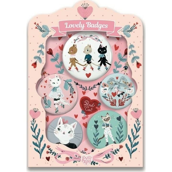 Djeco Coffret de 5 badges Chats